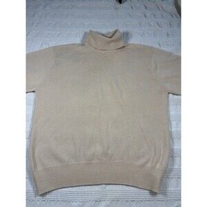 Vintage Harrods Women’s Large (42 Inch) Pure New Wool Turtleneck Cream Scotland